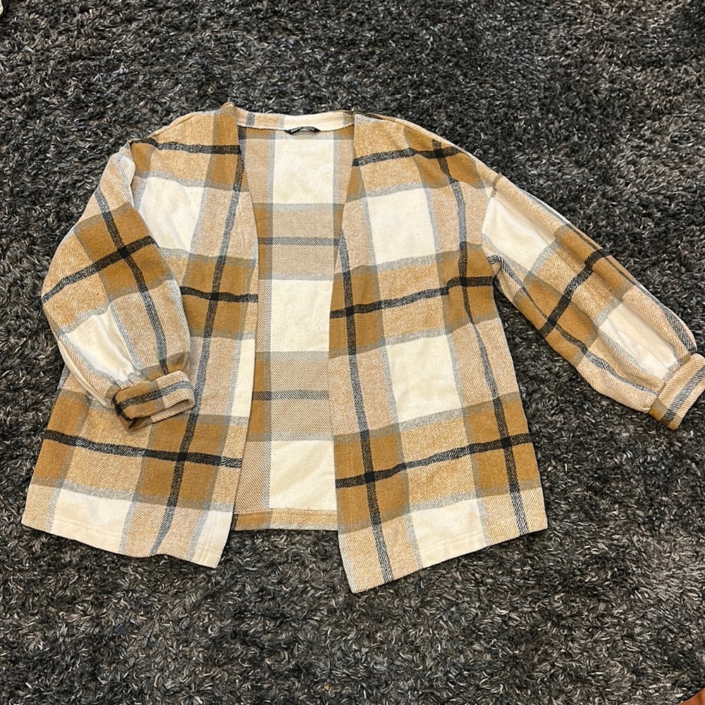NEUTRAL TONE PLAID CARDIGAN